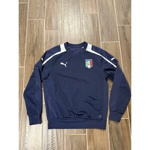 Puma Italy Italia Soccer Team Warmup Crewneck Blue Size Medium